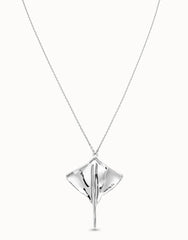 Long Chain Pendant With Stingray - Silver