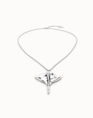 Long Chain Pendant With Stingray - Silver