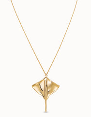 Long Chain Pendant With Stingray - Gold