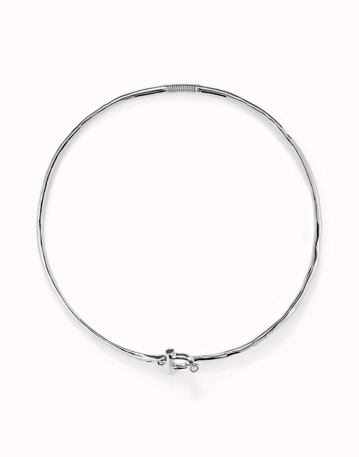 Choker Necklace With Front Closure With White Topaz - Silver