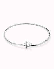 Choker Necklace With Front Closure With White Topaz - Silver