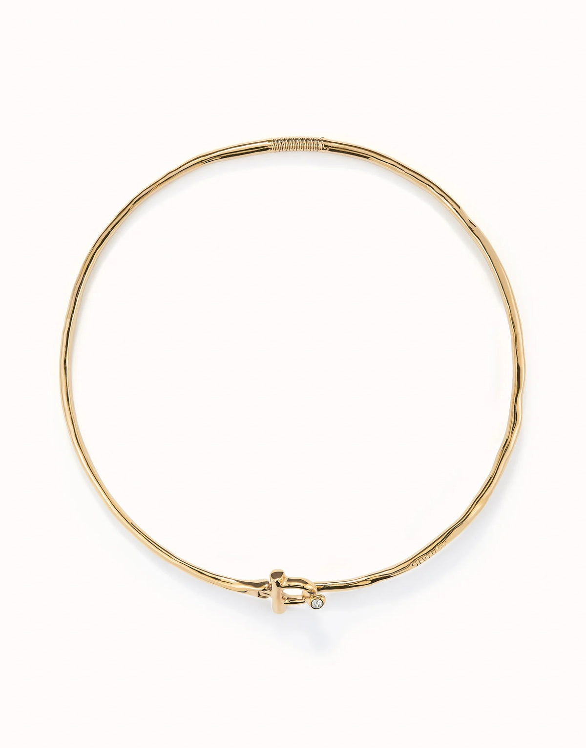 Choker Necklace With Front Closure With White Topaz - Gold
