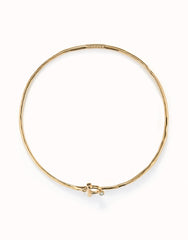 Choker Necklace With Front Closure With White Topaz - Gold