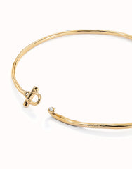 Choker Necklace With Front Closure With White Topaz - Gold