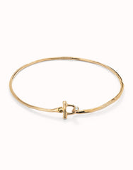 Choker Necklace With Front Closure With White Topaz - Gold