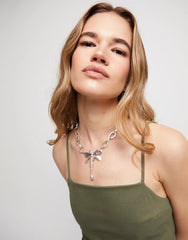 Short Link Chain Necklace With Dragonfly