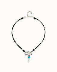 Leather Pendant Necklace With Dragonfly
