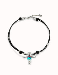 Leather Pendant Necklace With Dragonfly