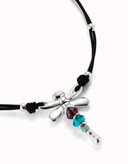 Leather Pendant Necklace With Dragonfly