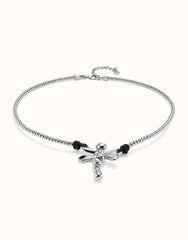 Short Pendant Necklace With Dragonfly - Silver