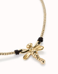 Short Pendant Necklace With Dragonfly - Gold