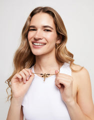 Short Pendant Necklace With Dragonfly - Gold