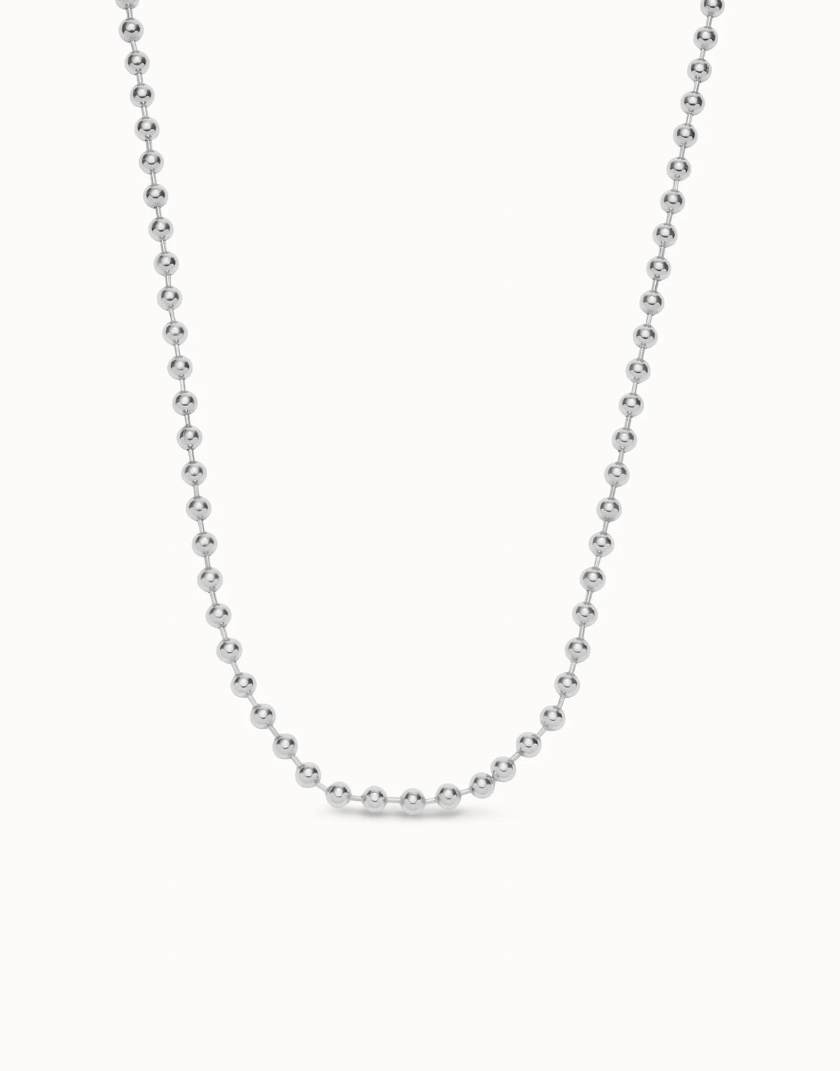 Long Beaded Chain Charm Necklace - Silver