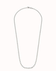 Long Beaded Chain Charm Necklace - Silver