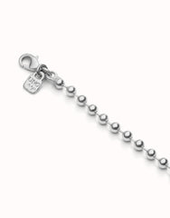 Long Beaded Chain Charm Necklace - Silver