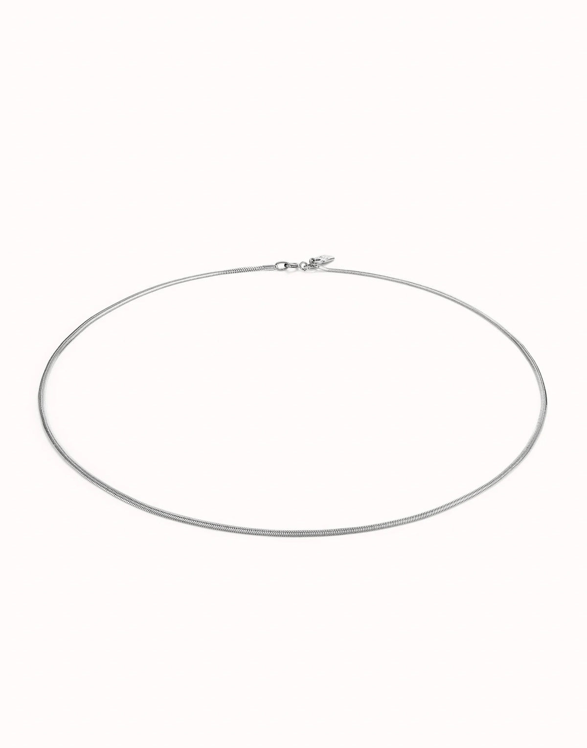 Flat Chain Charm Necklace - Silver