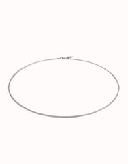 Flat Chain Charm Necklace - Silver