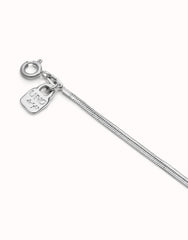 Flat Chain Charm Necklace - Silver