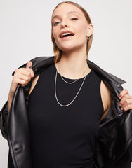 Flat Chain Charm Necklace - Silver