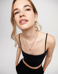 Flat Chain Charm Necklace - Gold