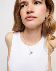 Short Link Chain Charm Necklace - Silver