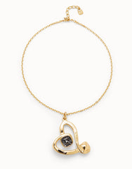 Midsize Chain Pendant Necklace With a Large Heart - Gold