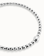 Beaded Short Necklace With Larger Central Bead - Silver