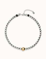 Beaded Short Necklace With Larger Central Gold Bead