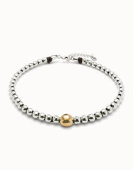 Beaded Short Necklace With Larger Central Gold Bead