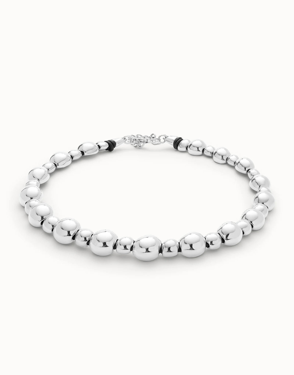 Beaded Short Necklace - Silver