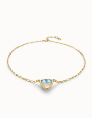 18K Gold Plated Necklace With Triangle And Multicoloured Crystal Links