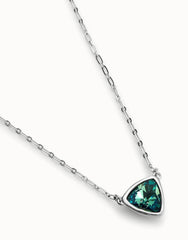 Necklace With Triangle And Multicoloured Crystal Links - Silver