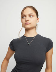 Necklace With Triangle And Multicoloured Crystal Links - Silver