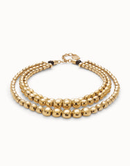 Three Strand Short Beaded Necklace - Gold