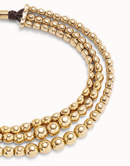 Three Strand Short Beaded Necklace - Gold