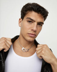 Necklace With Big Interlocked Carabiner Detail - Silver
