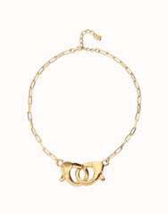 Necklace With Big Interlocked Carabiner Detail - Gold