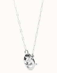 Long Necklace With Interlocked Carabiner Detail - Silver