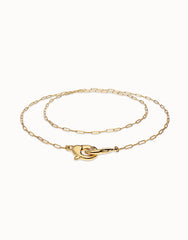 Long Necklace With Interlocked Carabiner Detail - Gold
