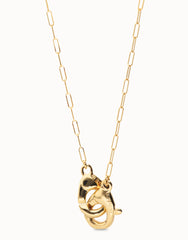 Long Necklace With Interlocked Carabiner Detail - Gold