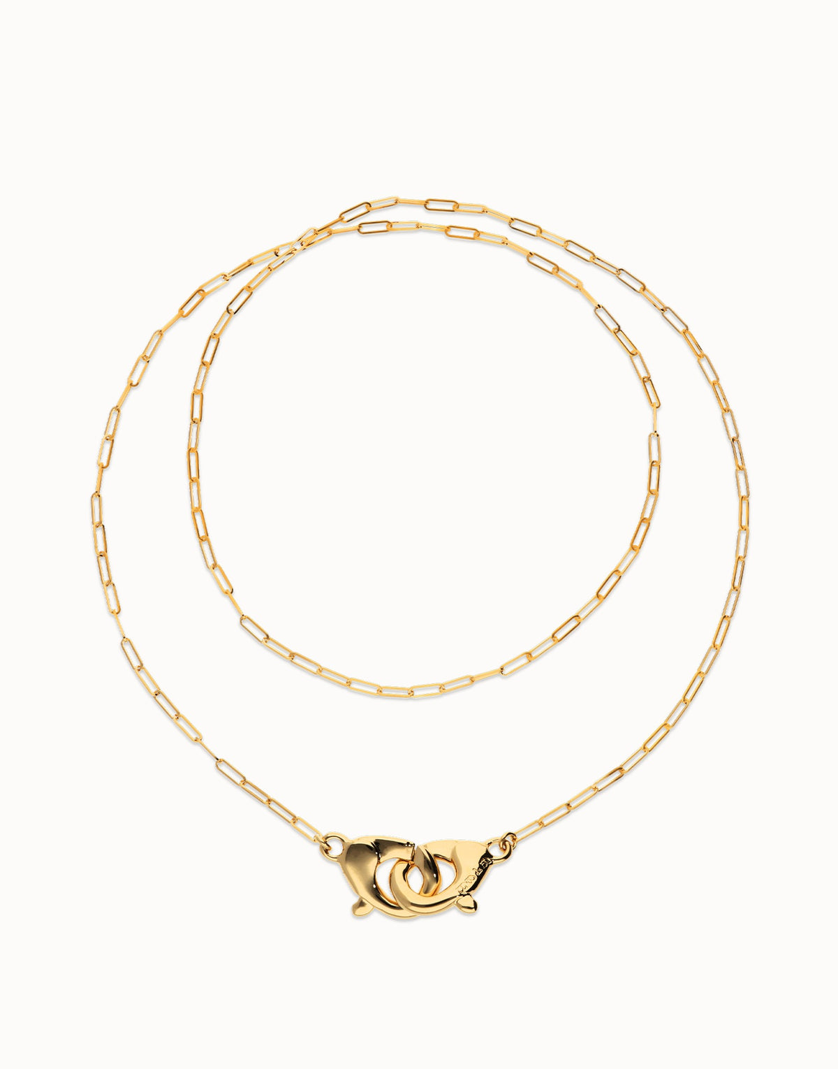 Long Necklace With Interlocked Carabiner Detail - Gold