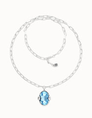 Long Necklace With A Blue Faceted Crystal