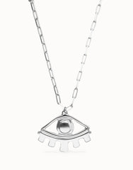 Long Necklace In Sterling Silver With Big Eye Detail