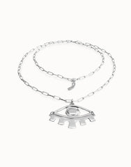 Long Necklace In Sterling Silver With Big Eye Detail
