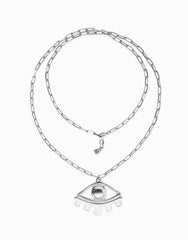 Long Necklace In Sterling Silver With Big Eye Detail