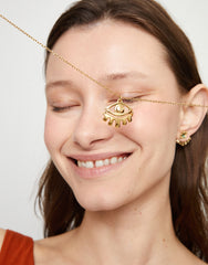 Short Necklace In Gold 18K With Small Eye Detail