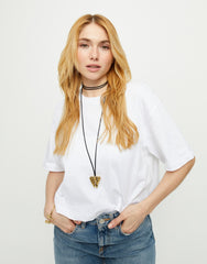 Silk Cord Necklace With An 18K Gold Wings Detail