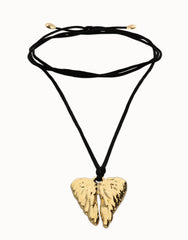 Silk Cord Necklace With An 18K Gold Wings Detail