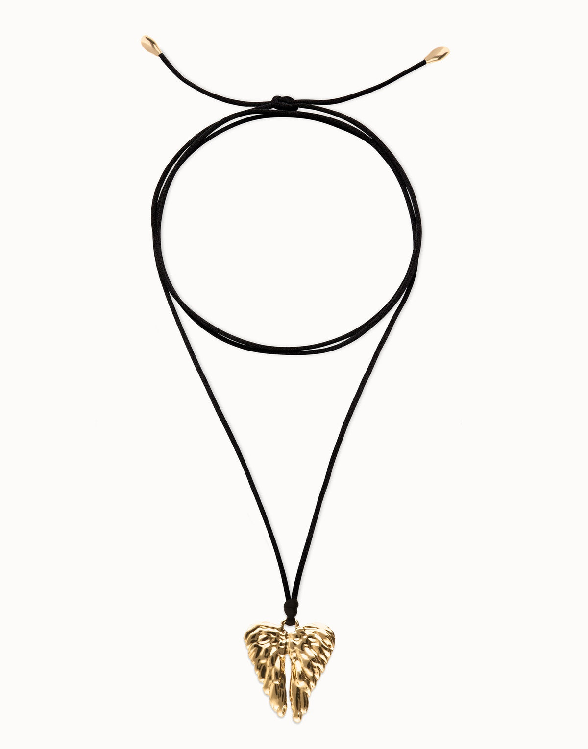 Silk Cord Necklace With An 18K Gold Wings Detail