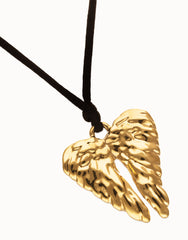 Silk Cord Necklace With An 18K Gold Wings Detail